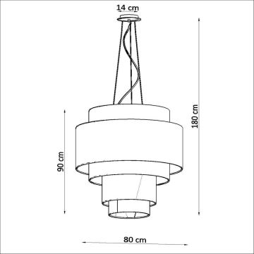 Kronleuchter an Schnur REFLEXION 7xE27/60W/230V d. 80 cm weiß