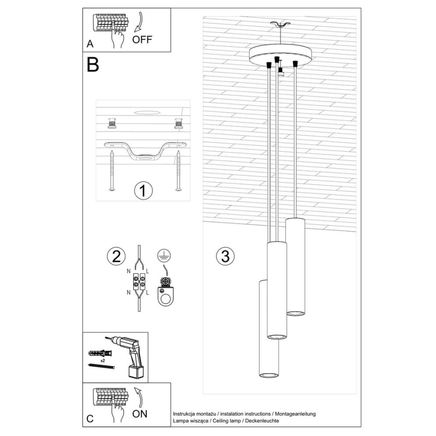 Hängeleuchte LAGOS 3xGU10/40W/230V weiß