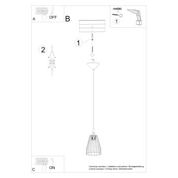 Hängeleuchte an Schnur LEYO 1xE27/15W/230V schwarz