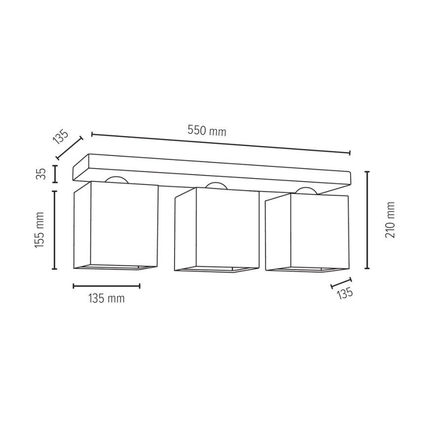 Deckenleuchte INGER 3xE27/25W/230V – FSC-zertifiziert