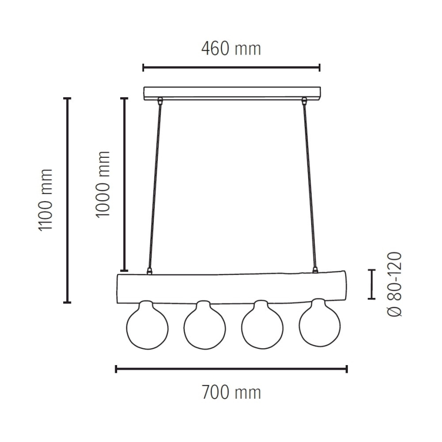 Hängeleuchte TRABO 4xE27/60W/230V – FSC-zertifiziert