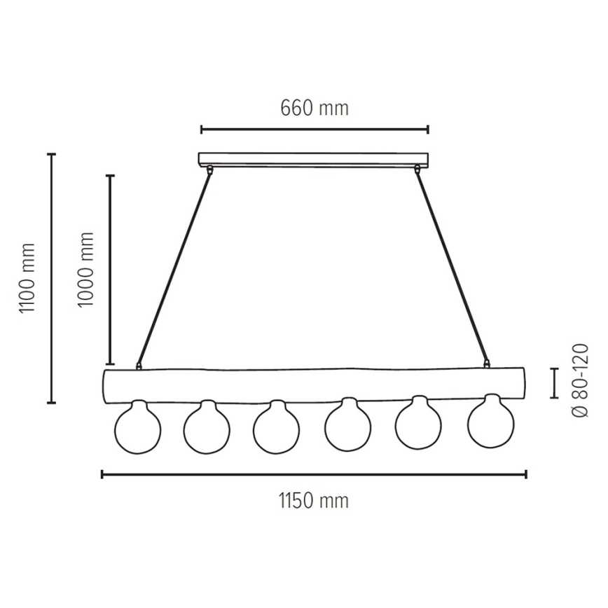 Hängeleuchte TRABO 6xE27/60W/230V Kiefer – FSC-zertifiziert