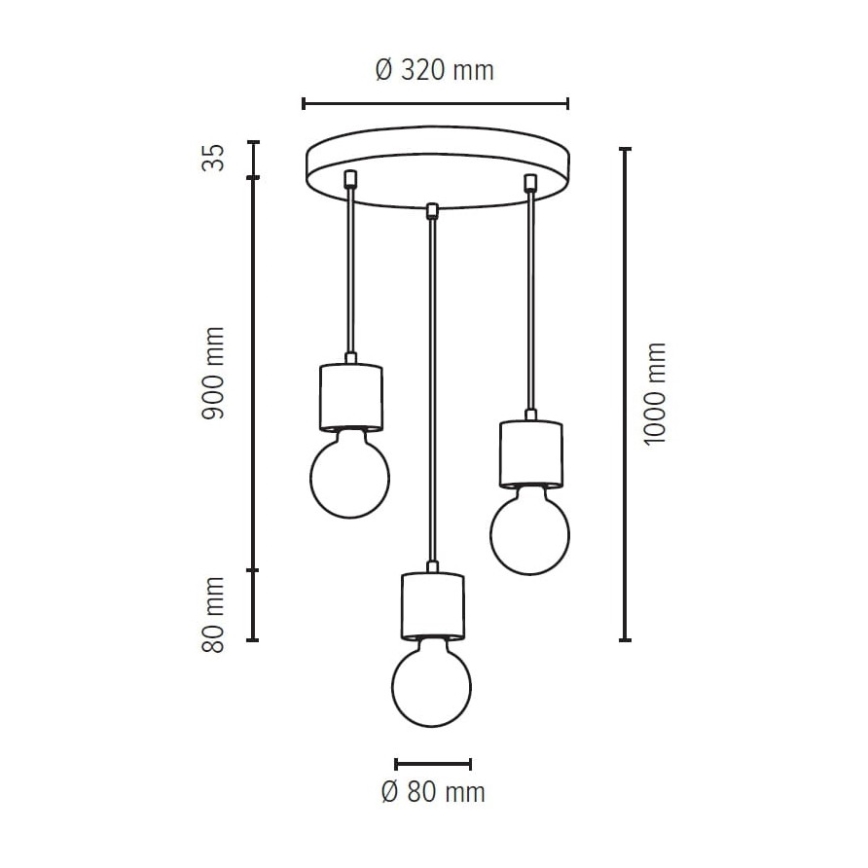 Hängeleuchte STRONG 3xE27/60W/230V – FSC-zertifiziert