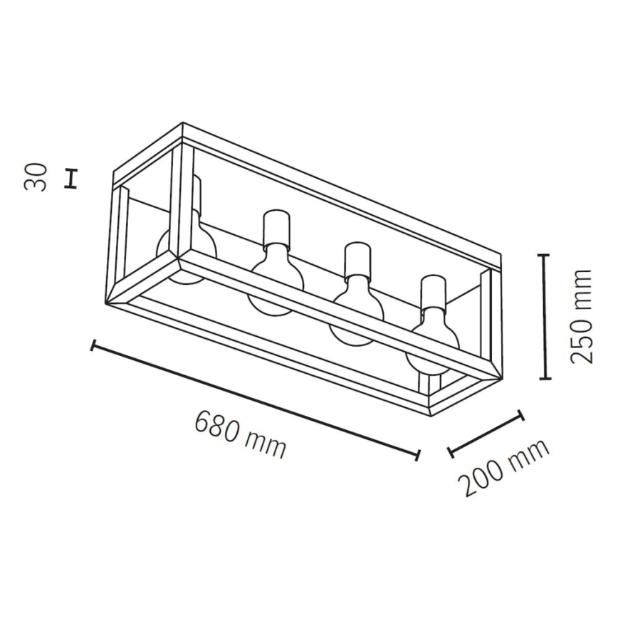 Deckenleuchte KAGO 4xE27/60W/230V Eiche mattiert – FSC-zertifiziert