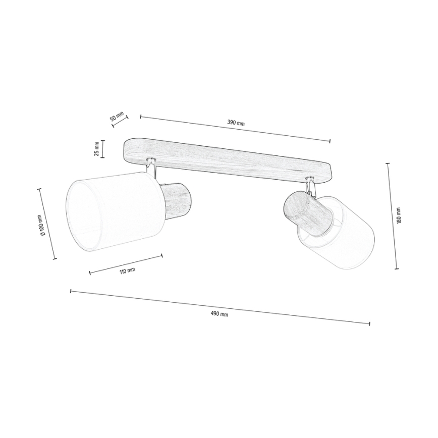 Deckenspotleuchte TRENDY 2xE27/15W/230V Nussbaumholz – FSC-zertifiziert