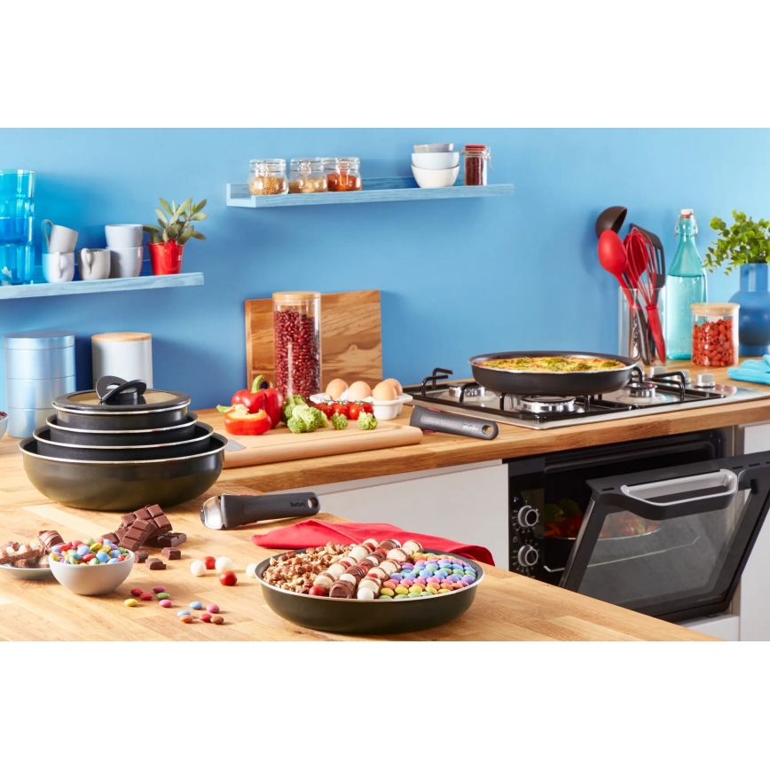 Tefal - Kochgeschirr-Set 10 Stk. INGENIO EASY COOK & CLEAN BLACK