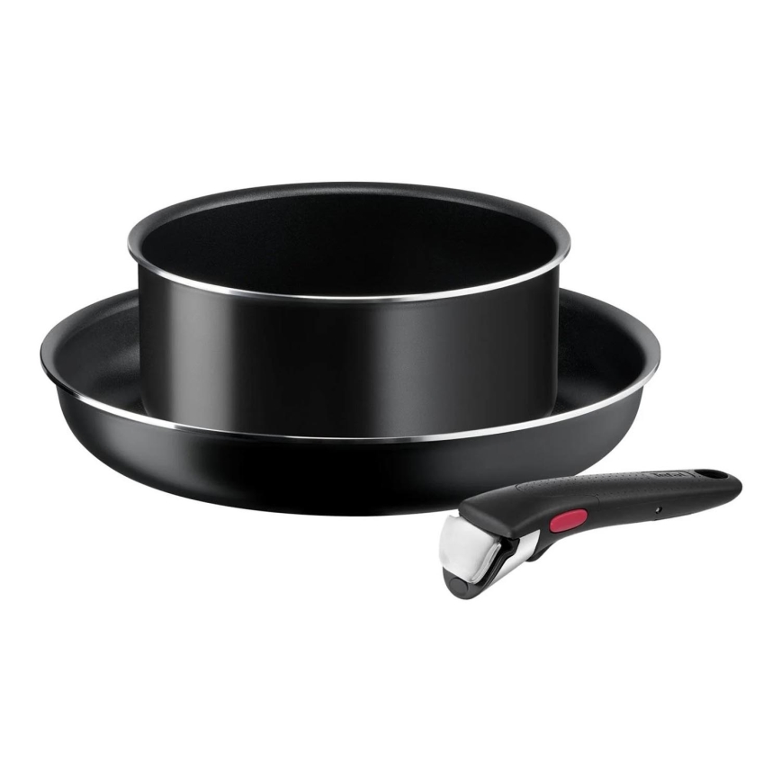 Tefal - Kochgeschirr-Set 3 Stk. INGENIO EASY COOK & CLEAN BLACK