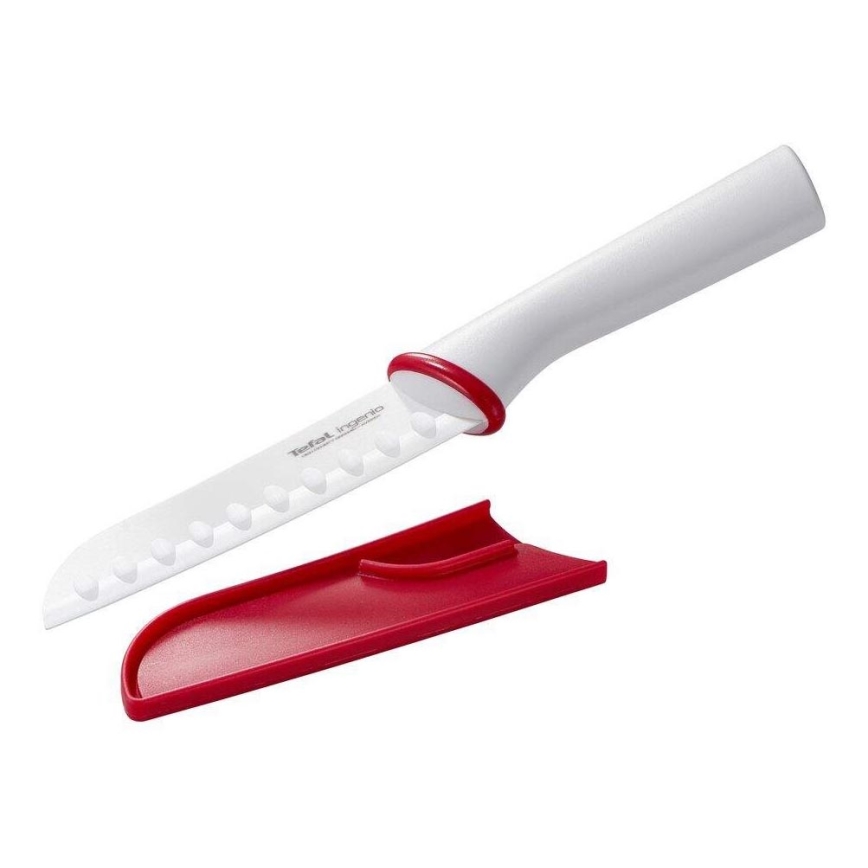 Tefal - Santokumesser aus Keramik INGENIO 13 cm weiß/rot