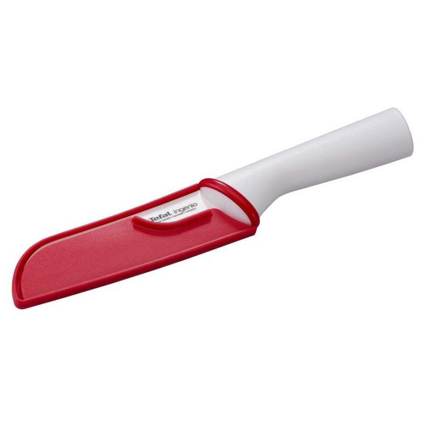 Tefal - Santokumesser aus Keramik INGENIO 13 cm weiß/rot