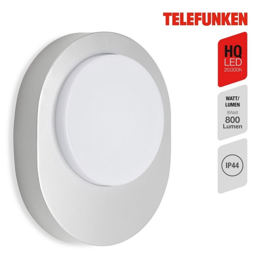 Telefunken 312004TF - LED-Wandleuchte für den Außenbereich LED/8W/230V IP44 silbern