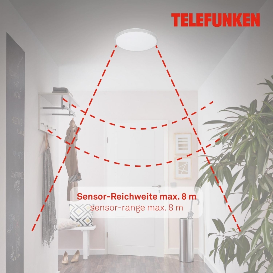 Telefunken 601604TF - LED-Deckenleuchte für Badezimmer mit Sensor LED/12W/230V IP44 d 29 cm