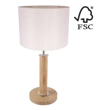 Tischlampe BENITA 1xE27/60W/230V 48 cm cremefarben/Eiche – FSC-zertifiziert