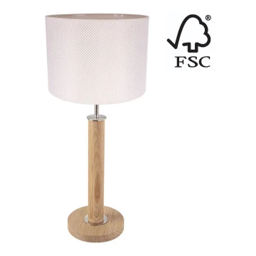 Tischlampe BENITA 1xE27/60W/230V 61 cm cremefarben/Eiche – FSC-zertifiziert