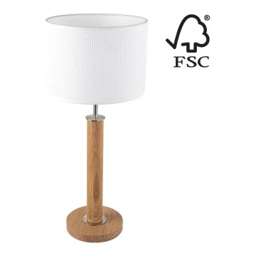 Tischlampe BENITA 1xE27/60W/230V 61 cm weiß/Eiche – FSC-zertifiziert