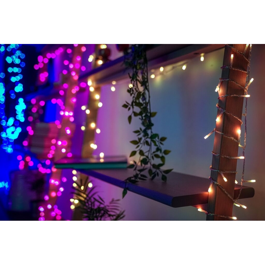 Twinkly - Dimmbarer LED-RGBW-Weihnachtsvorhang für den Außenbereich ICICLE 190xLED 11,5m IP44 Wi-Fi