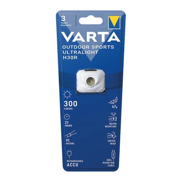 Varta 18631101401 - Dimm- und aufladbare LED-Stirnlampe OUTDOOR SPORTS LED/5V IPX4 weiß