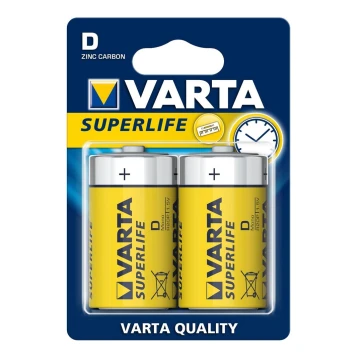 Varta 2020 - 2 St Zink-Kohle-Batterie SUPERLIFE D 1,5V