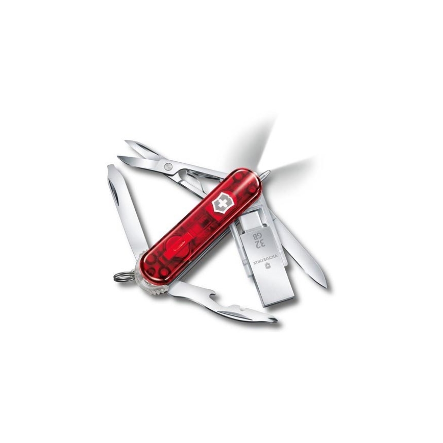 Victorinox - Multifunktionales Taschenmesser mit Flash-Laufwerk 6 cm/11 Funktionen rot