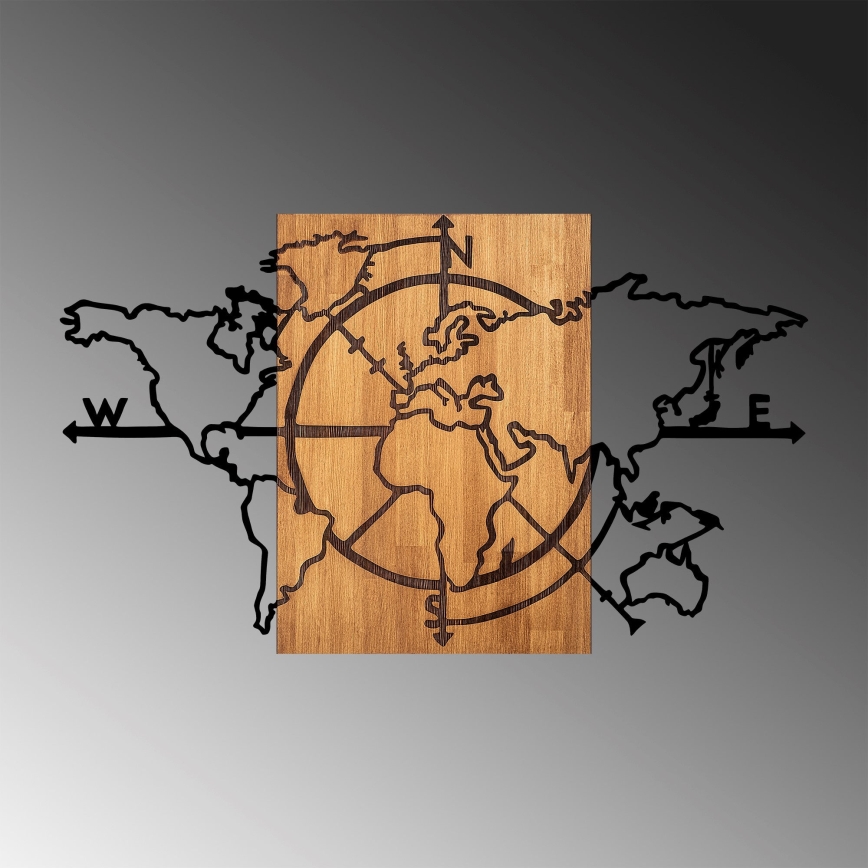 Wanddekoration 119x70 cm Landkarte Holz/Metall