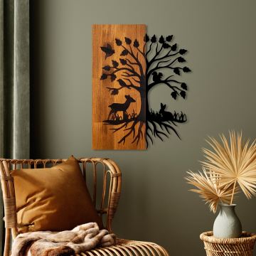 Wanddekoration 46x58 cm Baum Holz/Metall