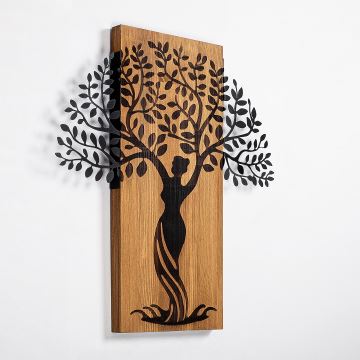 Wanddekoration 54x58 cm Baum Holz/Metall