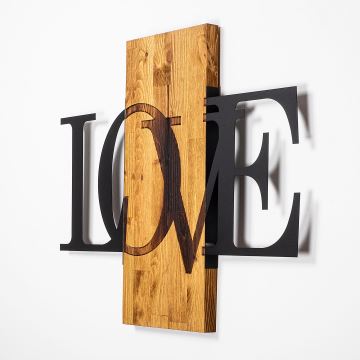 Wanddekoration 58x73 cm Liebe Holz/Metall