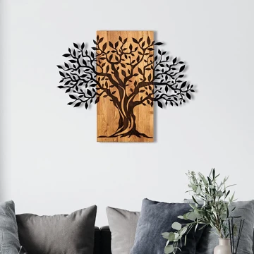 Wanddekoration 72x58 cm Baum Holz/Metall