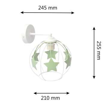 Wandleuchte für Kinder STARS 1xE27/15W/230V grün/weiß