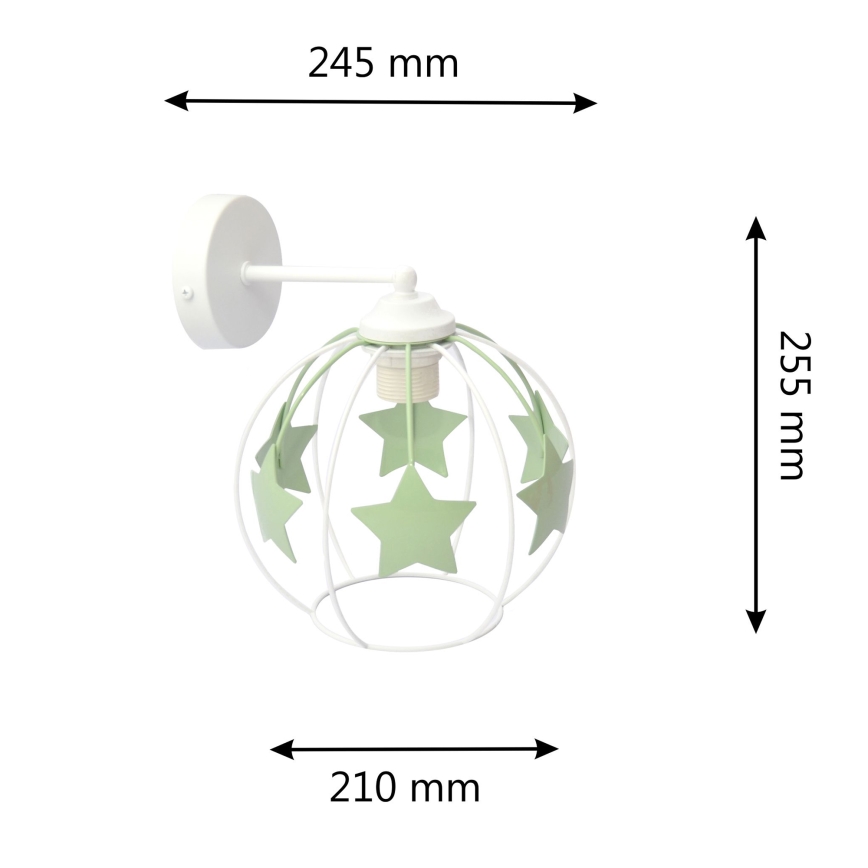 Wandleuchte für Kinder STARS 1xE27/15W/230V grün/weiß