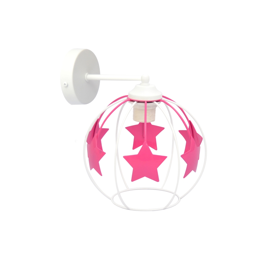 Wandleuchte für Kinder STARS 1xE27/15W/230V rosa/weiß