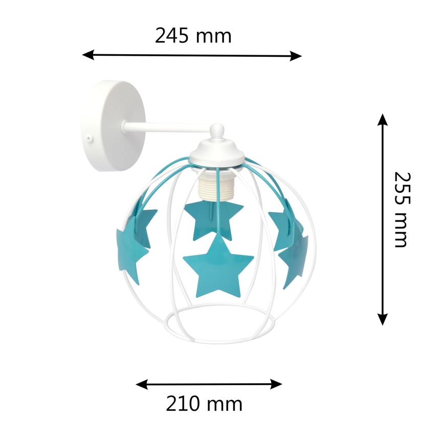 Wandleuchte für Kinder STARS 1xE27/15W/230V türkisfarben/weiß