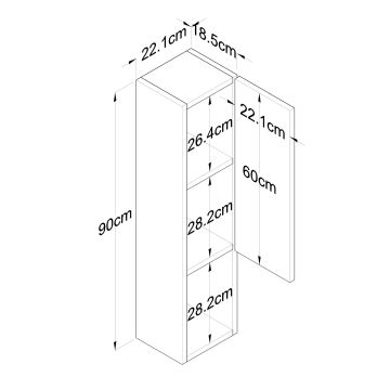 Wandschrank RANI 22,1x90 cm braun