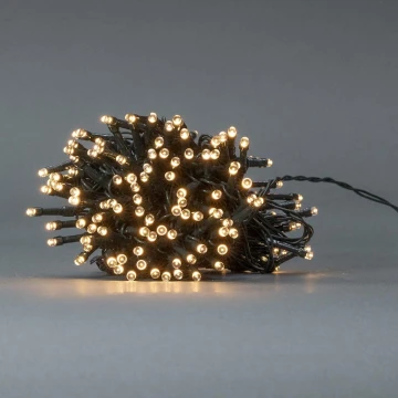 Weihnachtliche LED-Outdoor-Lichterkette 192xLED/7 Funktionen/3xAA 14,9m IP44 warmweiß