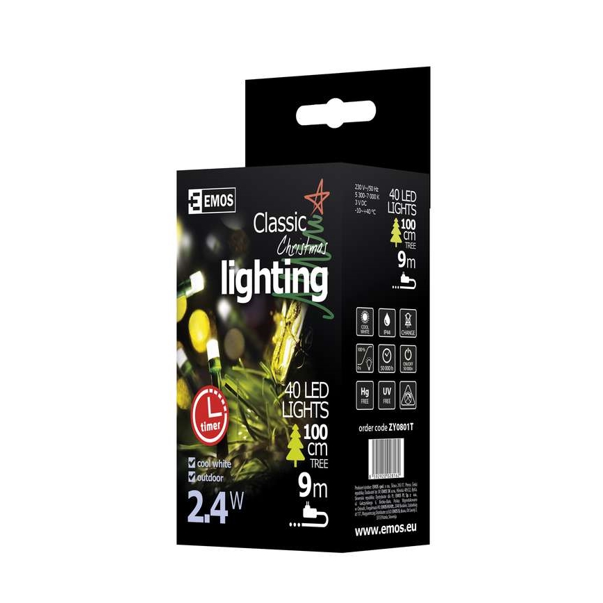 Emos ZY0801T - Weihnachtliche Lichterkette IP44 4m 40xLED