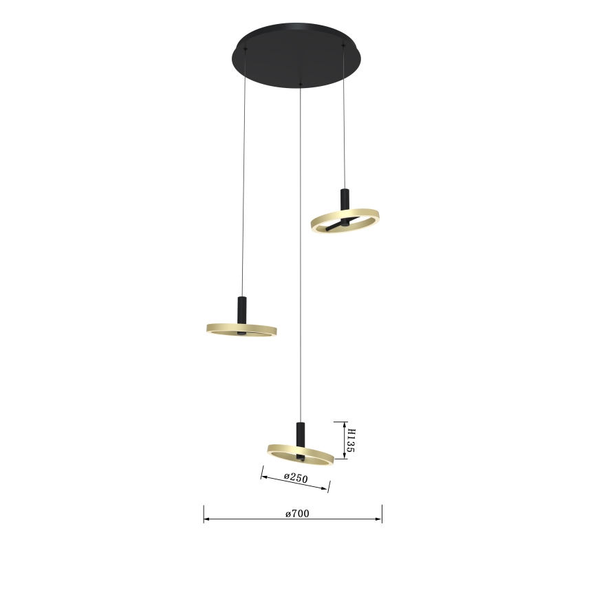 Wofi 5016-304 - Dimmbare LED-Hängeleuchte an Schnur BREST LED/26W/230V schwarz/golden