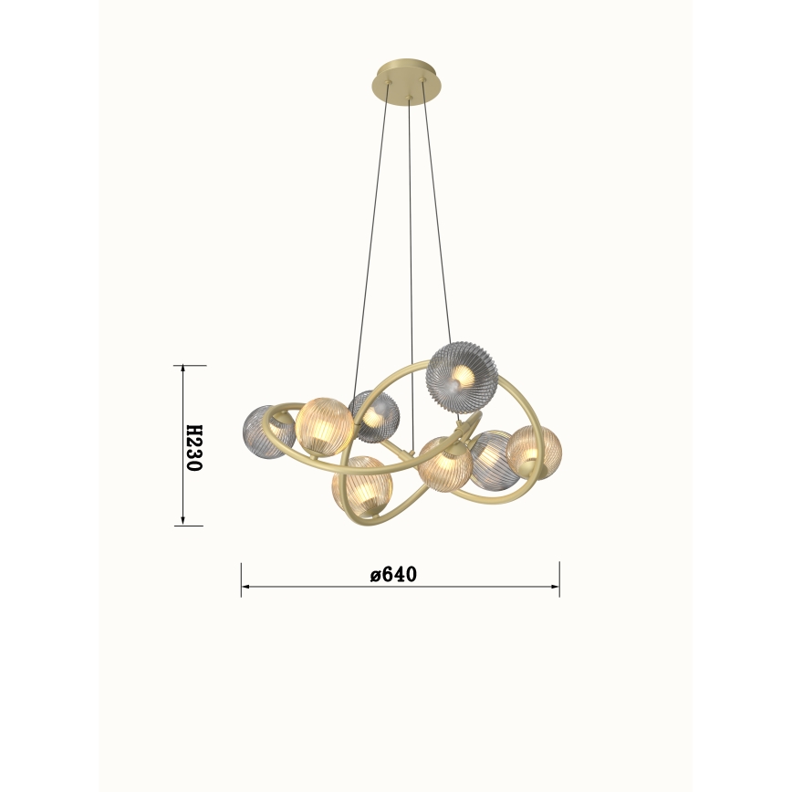 Wofi 7015-804 - LED-Hängeleuchte an Schnur METZ 8xG9/3,5W/230V golden/grau