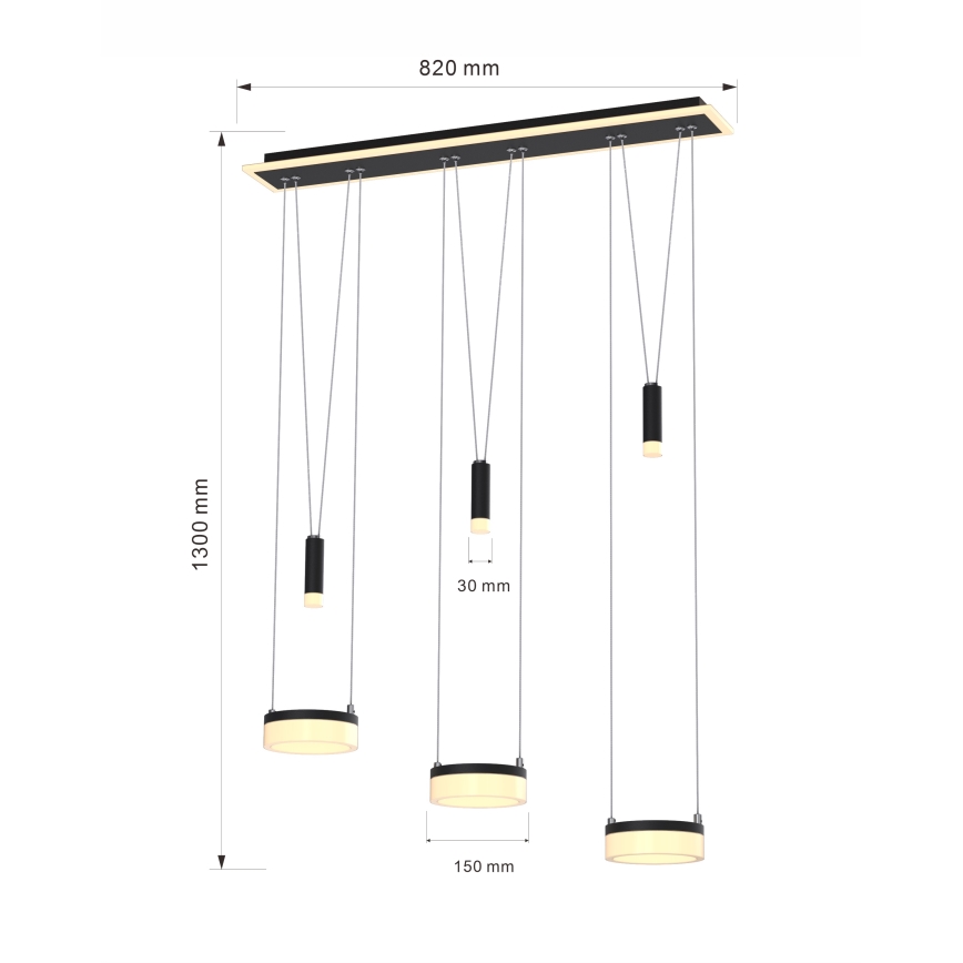 Wofi 7054-702 - Dimmbare LED-Hängeleuchte an Schnur JESSE LED/27,5W/230V schwarz