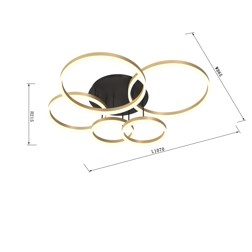 Wofi 9049-601 - Dimmbare LED-Aufbauleuchte PERPIGNAN LED/80W/230V golden