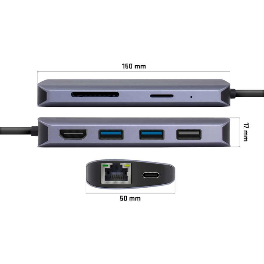 Yenkee – Adapter mit mehreren Anschlüssen 8in1 USB Typ C