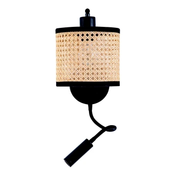 Zambelis 20355 - LED-Wandlampe 1xE27/40W + LED/3W/230V Rattan