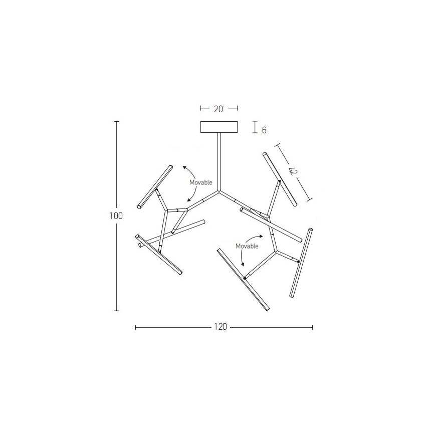 Zambelis 2072 - Dimmbare LED-Hängeleuchte an Stange LED/68W/230V schwarz